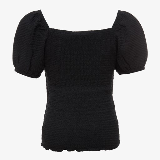 Meisjes T-shirt met pofmouw zwart
