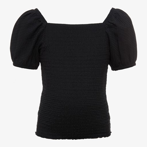 Meisjes T-shirt met pofmouw zwart