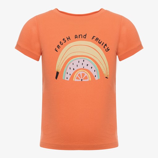Meisjes T-shirt met fruit oranje