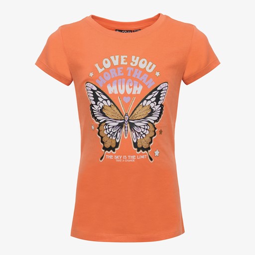 Meisjes T-shirt met vlinder oranje