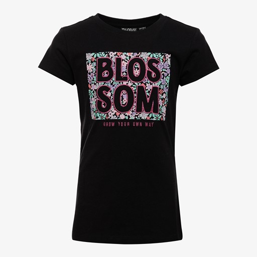 Meisjes T-shirt met tekstopdruk zwart