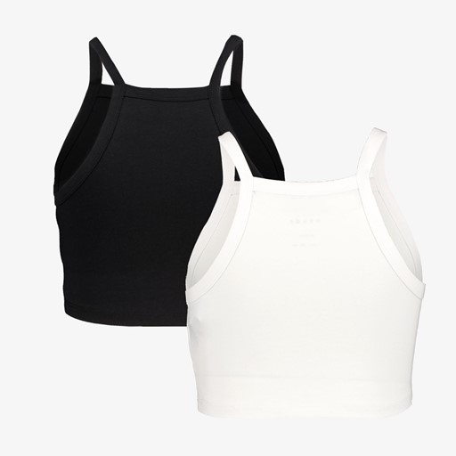 Name It 2-pack meisjes cropped tops zwart wit
