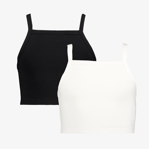 Name It 2-pack meisjes cropped tops zwart wit