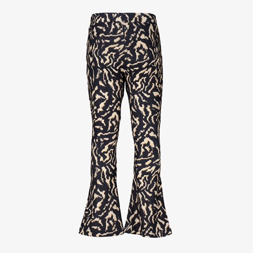 Meisjes flared broek met print zwart beige