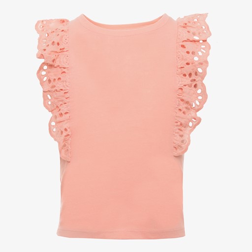 Meisjes T-shirt met broderie koraal