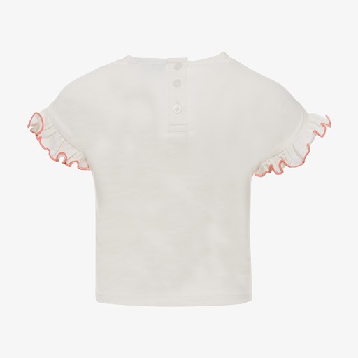 Cropped meisjes T-shirt wit met knoop
