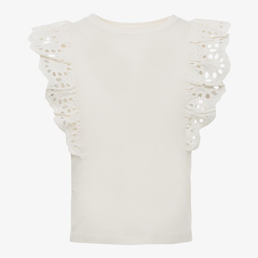 Meisjes T-shirt met broderie wit