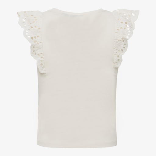 Meisjes T-shirt met broderie wit