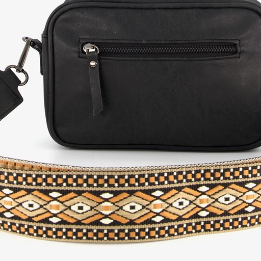 Tas zwart met print schouderhengsel