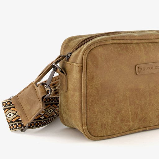 Tas bruin met print schouderhengsel