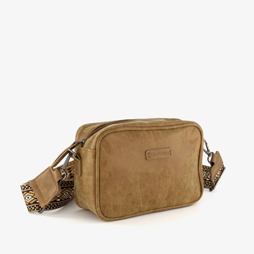 Tas bruin met print schouderhengsel