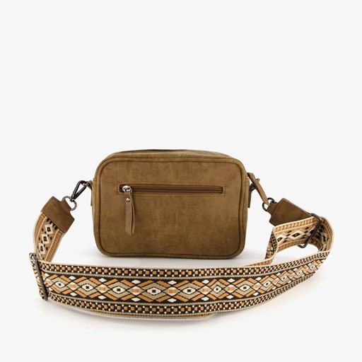 Tas bruin met print schouderhengsel