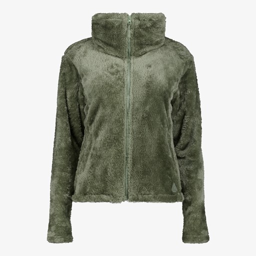 Fluffy dames fleece vest groen