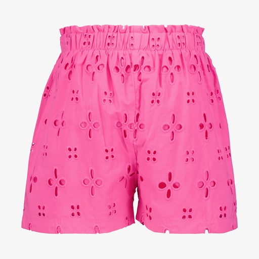 Meisjes short met broderie roze