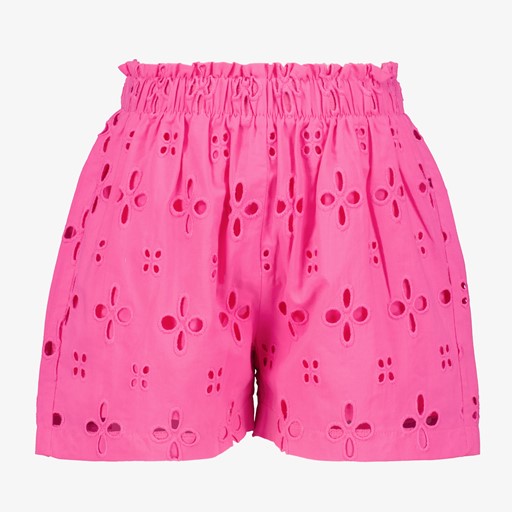 Meisjes short met broderie roze
