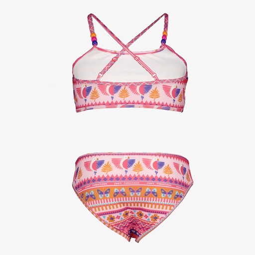 Meisjes bikini roze oranje met print
