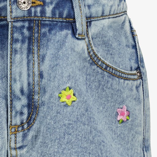 Meisjes denim short met geborduurde bloemen