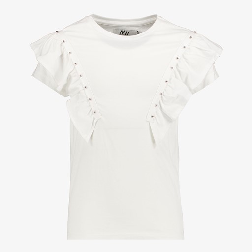 Meisjes T-shirt met ruches wit