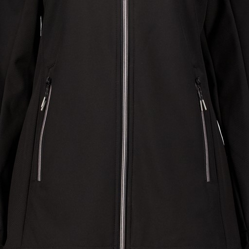 Lange dames softshell jas zwart