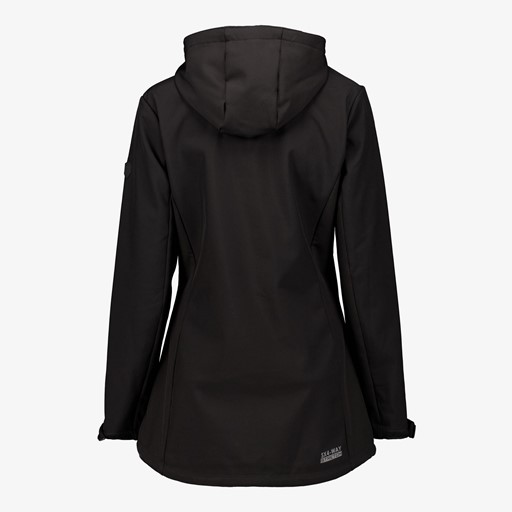 Lange dames softshell jas zwart