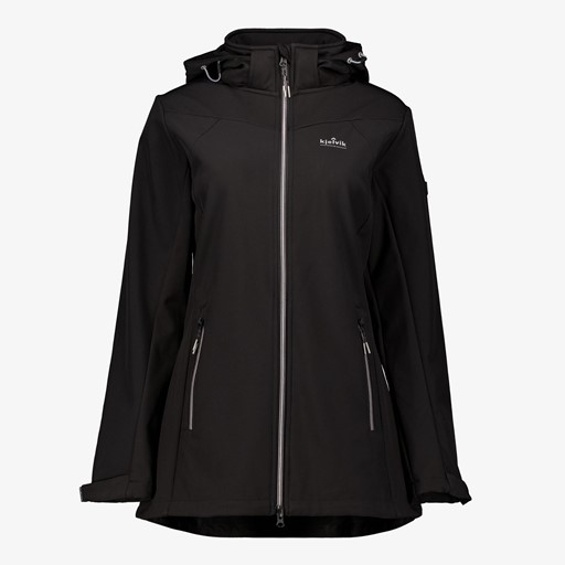 Lange dames softshell jas zwart