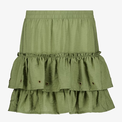 Meisjes rok met ruches groen