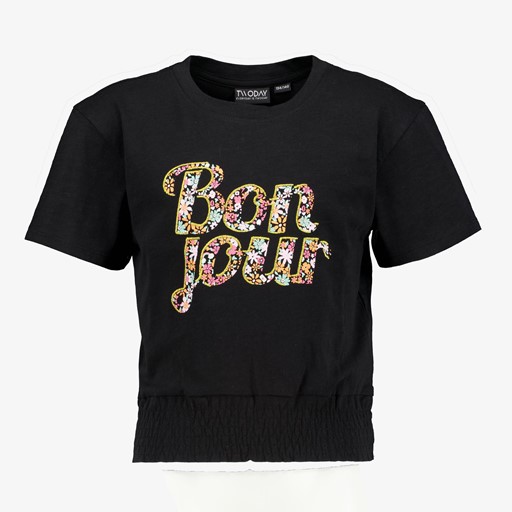 Meisjes T-shirt met elastiek zwart
