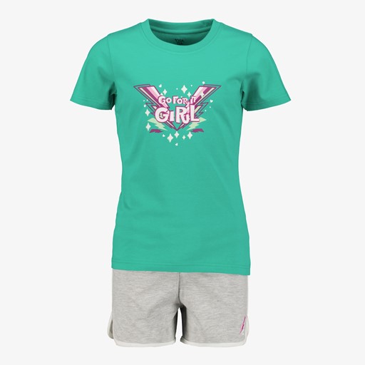 Tweedelige meisjes sport set groen grijs