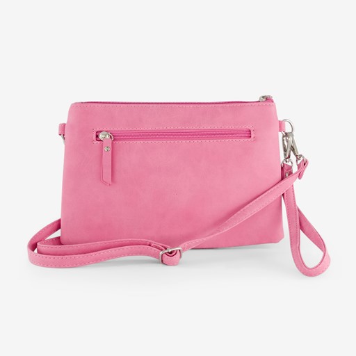 Dames schoudertas roze met croco