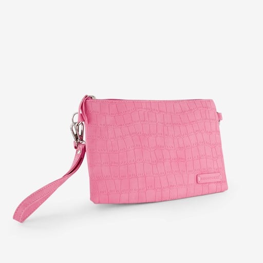 Dames schoudertas roze met croco