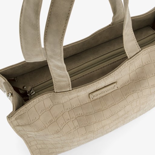 Dames handtas beige met croco reliëf