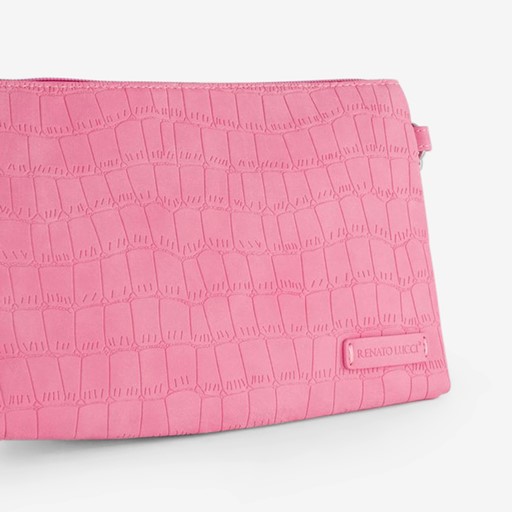 Dames schoudertas roze met croco