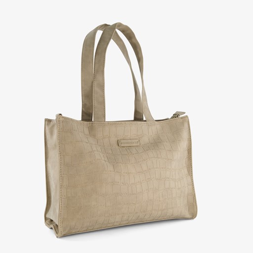 Dames handtas beige met croco reliëf