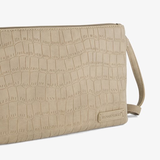 Dames schoudertas taupe met croco