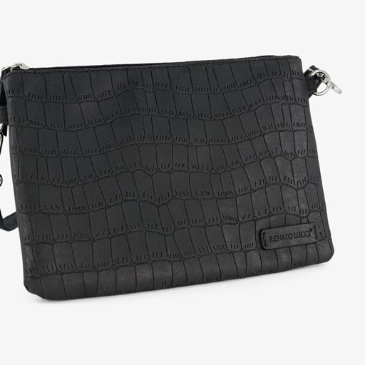 Dames schoudertas zwart met croco