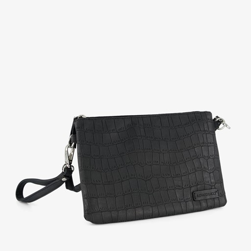 Dames schoudertas zwart met croco