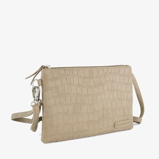 Dames schoudertas taupe met croco