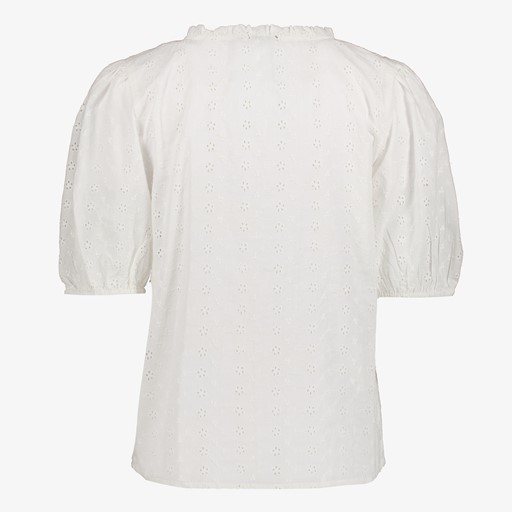 Dames blouse wit met halflange mouwen