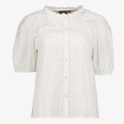 Dames blouse wit met halflange mouwen