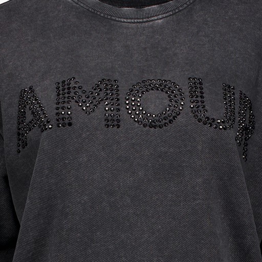 Dames sweater grijs met strass steentjes