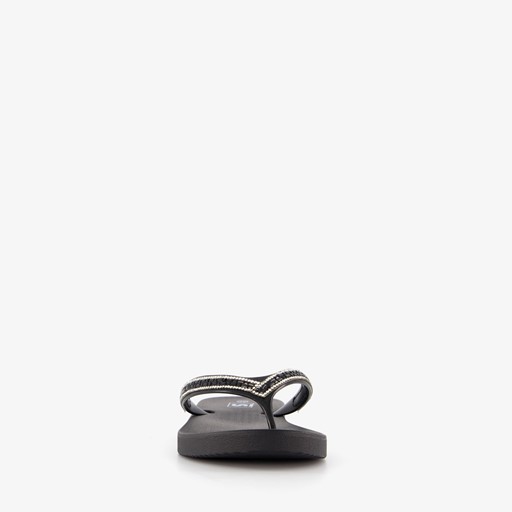 Dames slippers met strass steentjes zwart