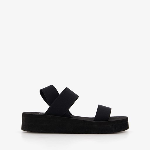 Dames sandalen met plateauzool zwart