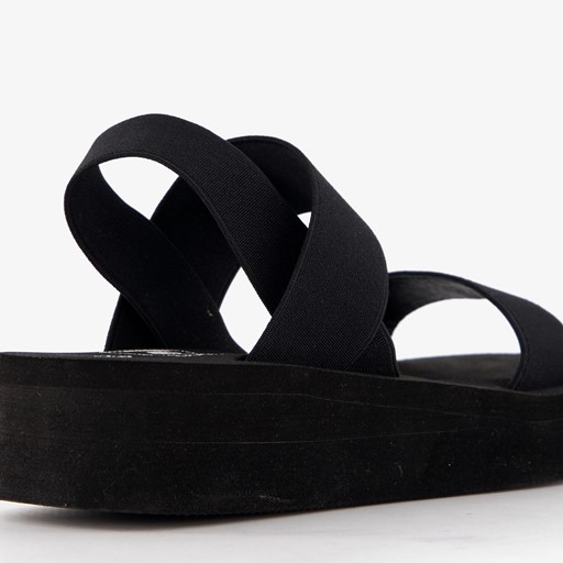Dames sandalen met plateauzool zwart
