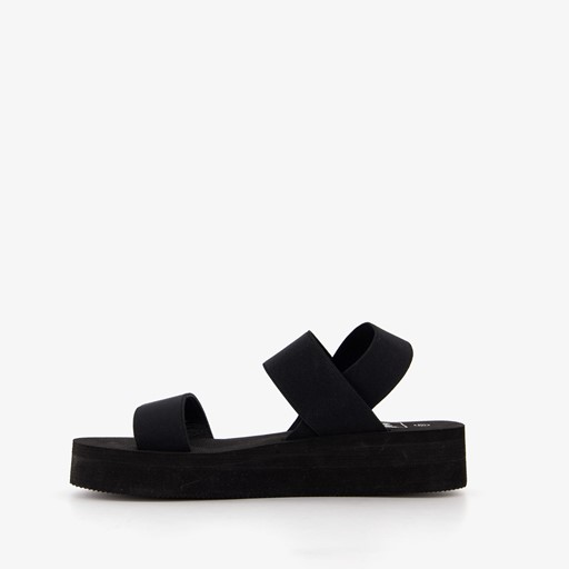 Dames sandalen met plateauzool zwart
