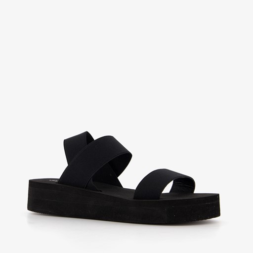 Dames sandalen met plateauzool zwart