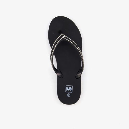 Dames slippers met strass steentjes zwart