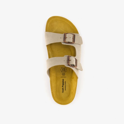Leren dames bio slippers beige