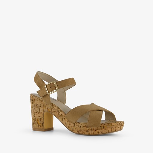 Dames sandalen met hak beige