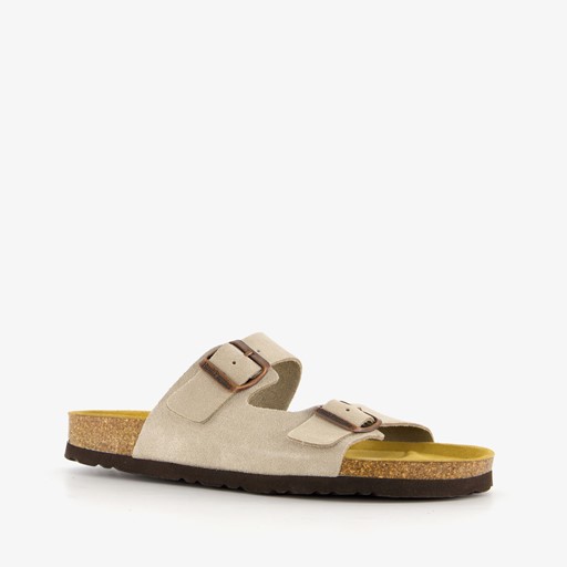 Leren dames bio slippers beige