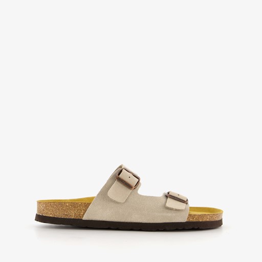 Leren dames bio slippers beige